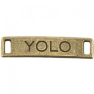 Metal charm / connector YOLO Antique bronze